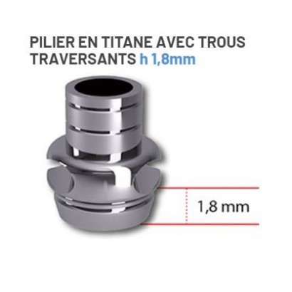 MTFP - 1 PILIER EN TITANE AVEC TROUS LATÉRALES POUR PROVISIOIRES RENFORCÉS À FIL h1,8mm (DISPONIBLE UNIQUEMENT AVEC Ø 4,0 mm)